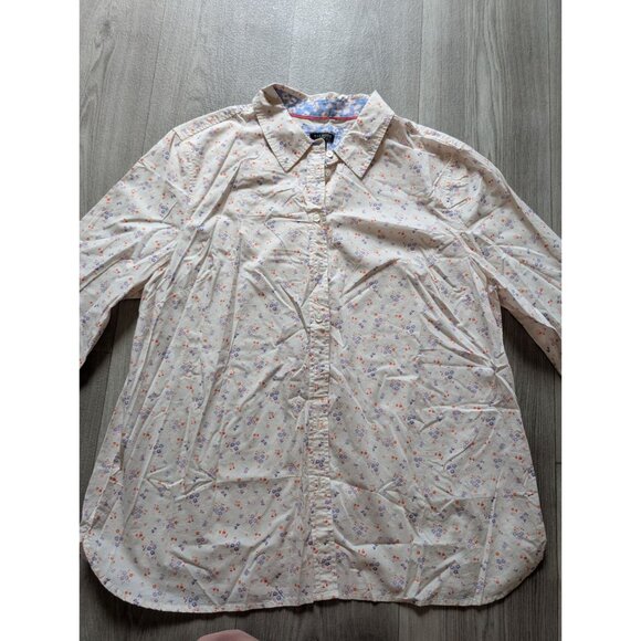 Talbots Petite Womens Floral Button-Down Shirt XLP Cream Multicolor Flowers - Picture 3 of 6